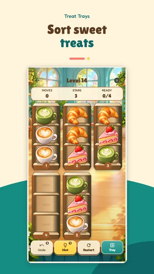 Treat Trays screenshot: Sort sweet treats